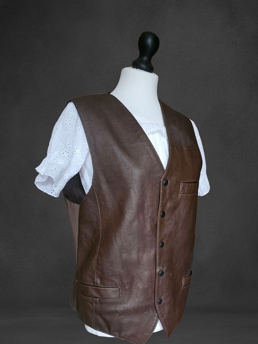 Real Leather Vintage y2k 90s 80s 00s kamizelka bezrękawnik skóra nappa