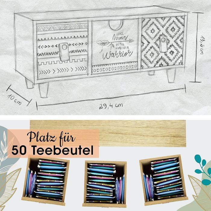 Organizer Szkatułka Mini Komoda z szufladami 29,5x14,5x9,5cm Bambus