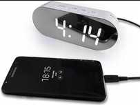 Cyfrowy budzik lustrzany 2x USB ładowanie telefonu