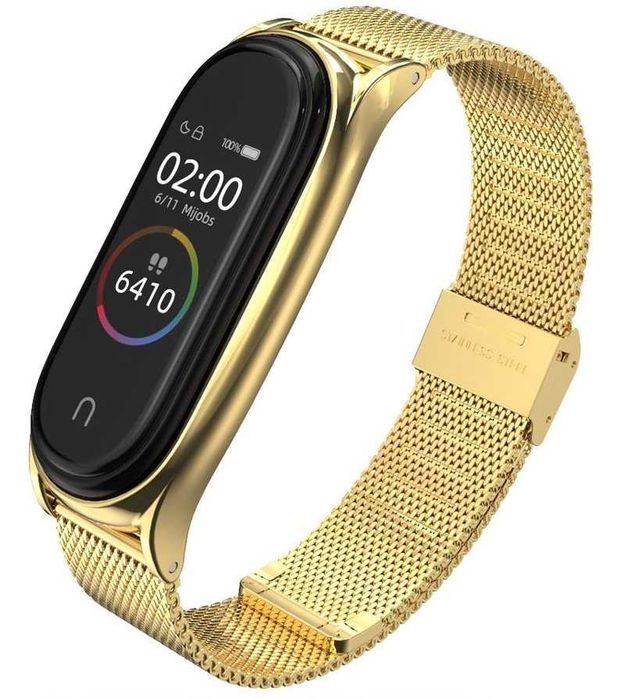 Pasek TECH-PROTECT Mi Band 5/6 Złoty / Różowe Złoto / Skórzany Black