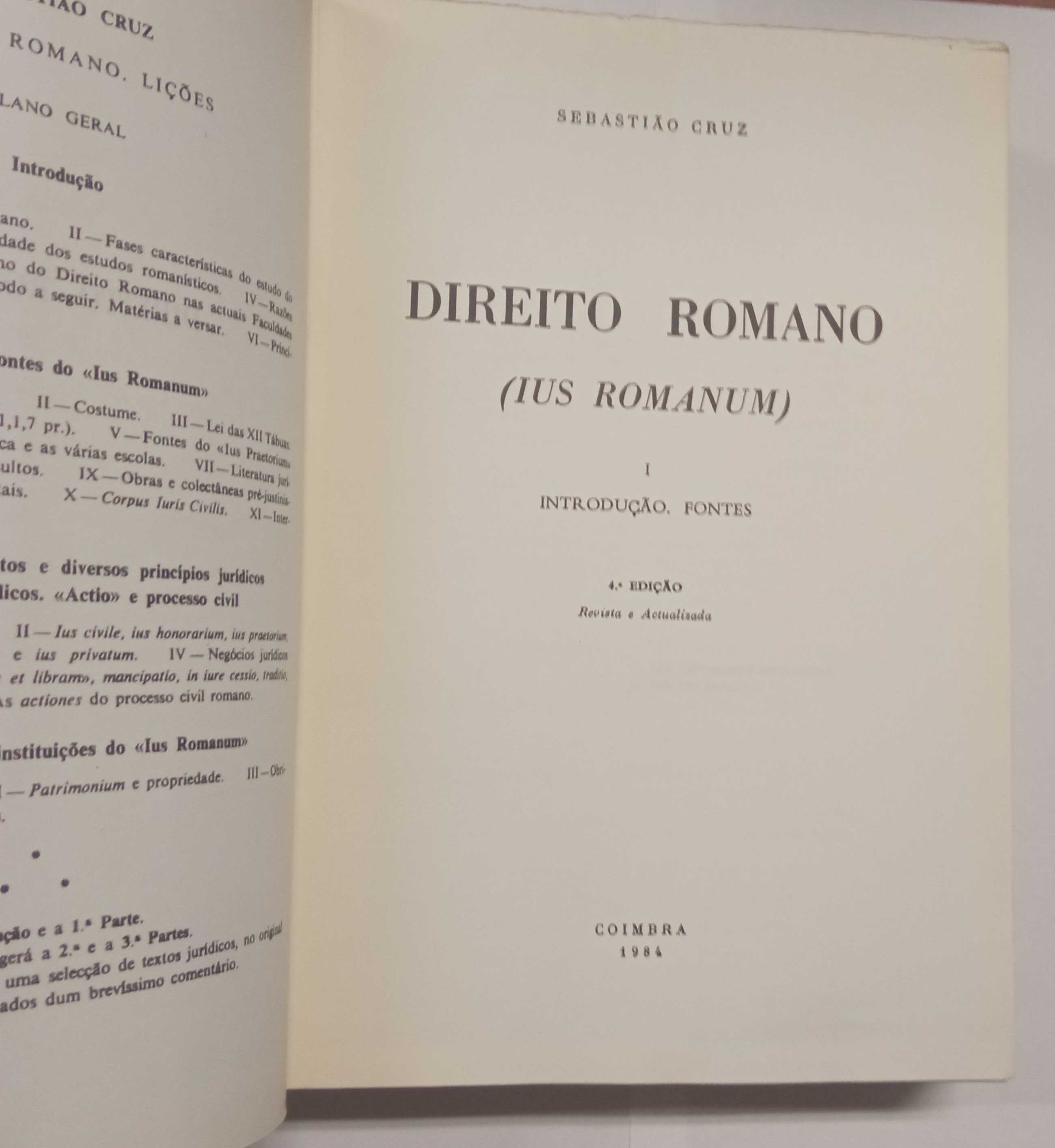 Direito Romano (Ius Romanum), de Sebastião Cruz