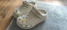 Hit Crocs beż chodaki Mule 38/39 platforma