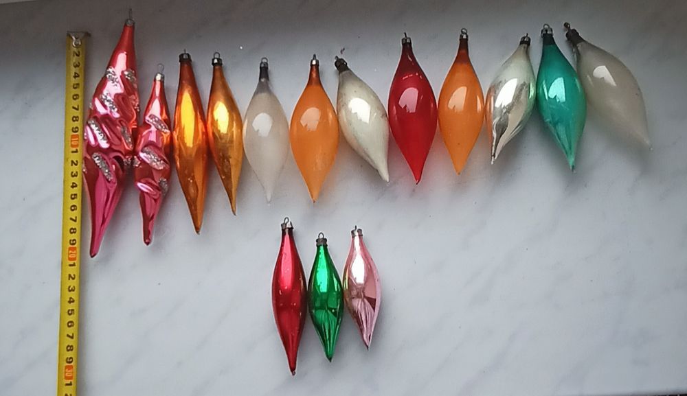 Bombki choinkowe PRL-zestaw 15 sztuk sopelków