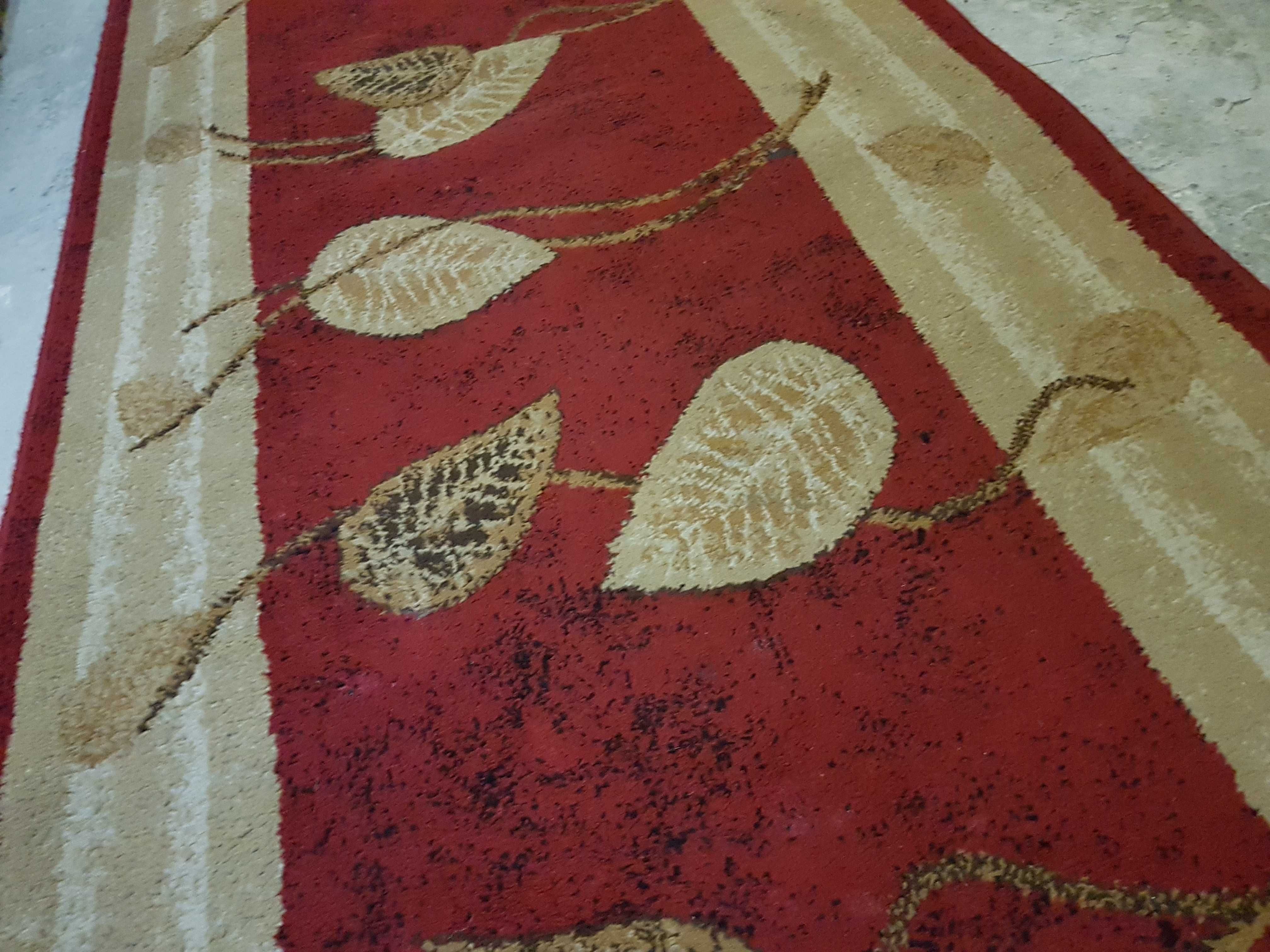 Wyprany chodnik wiśniowo beżowy 80x415cm retro Łuszczów