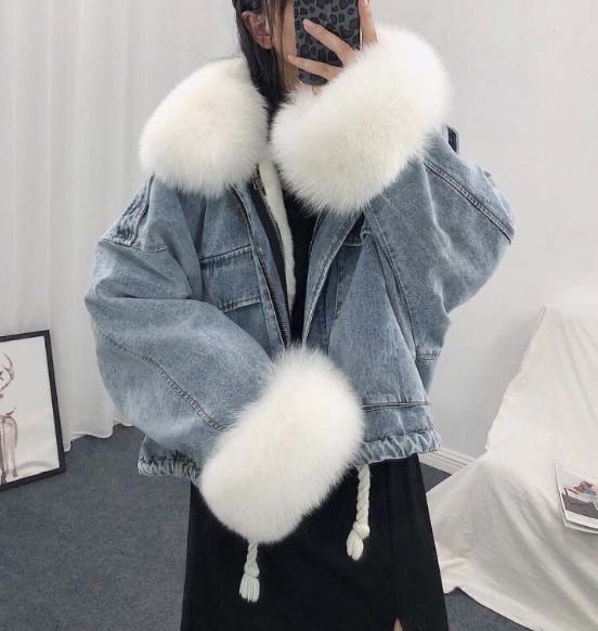 Джинсовка тепла з натуральним хутрои песця