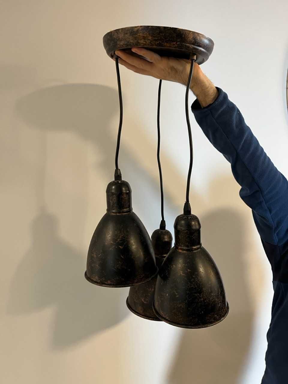 Potrójna lampa żyrandol w stylu vintage