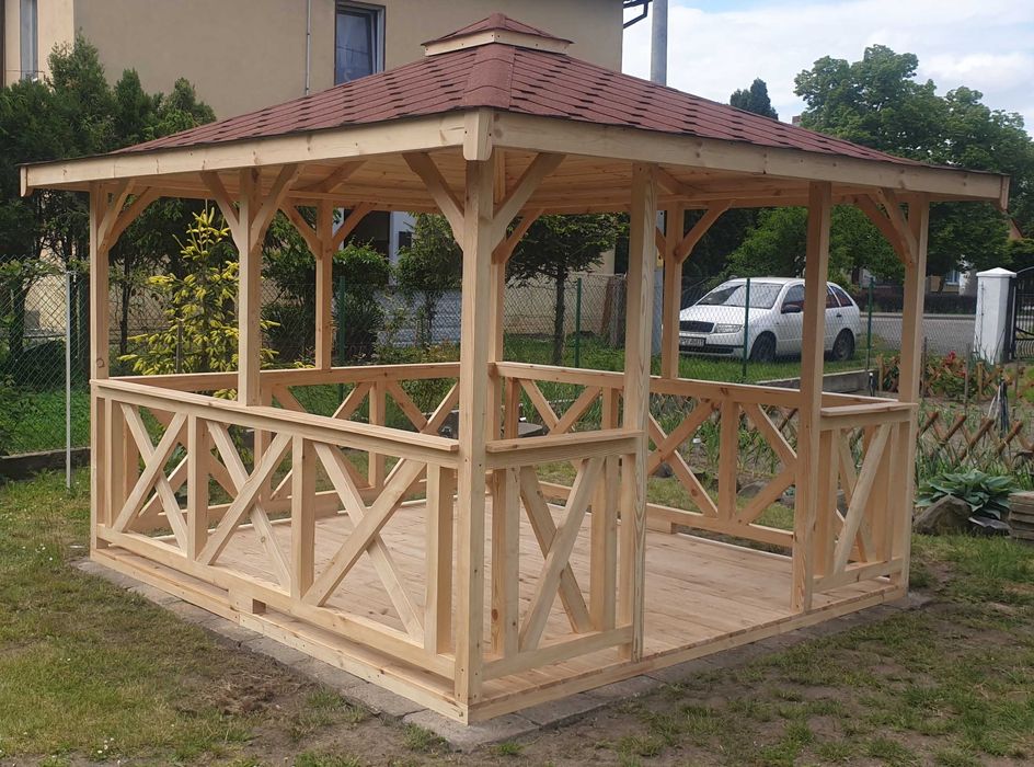 Altana drewniana z prusami 3x3 Pergola Altanka Taras Wiata domek ogród