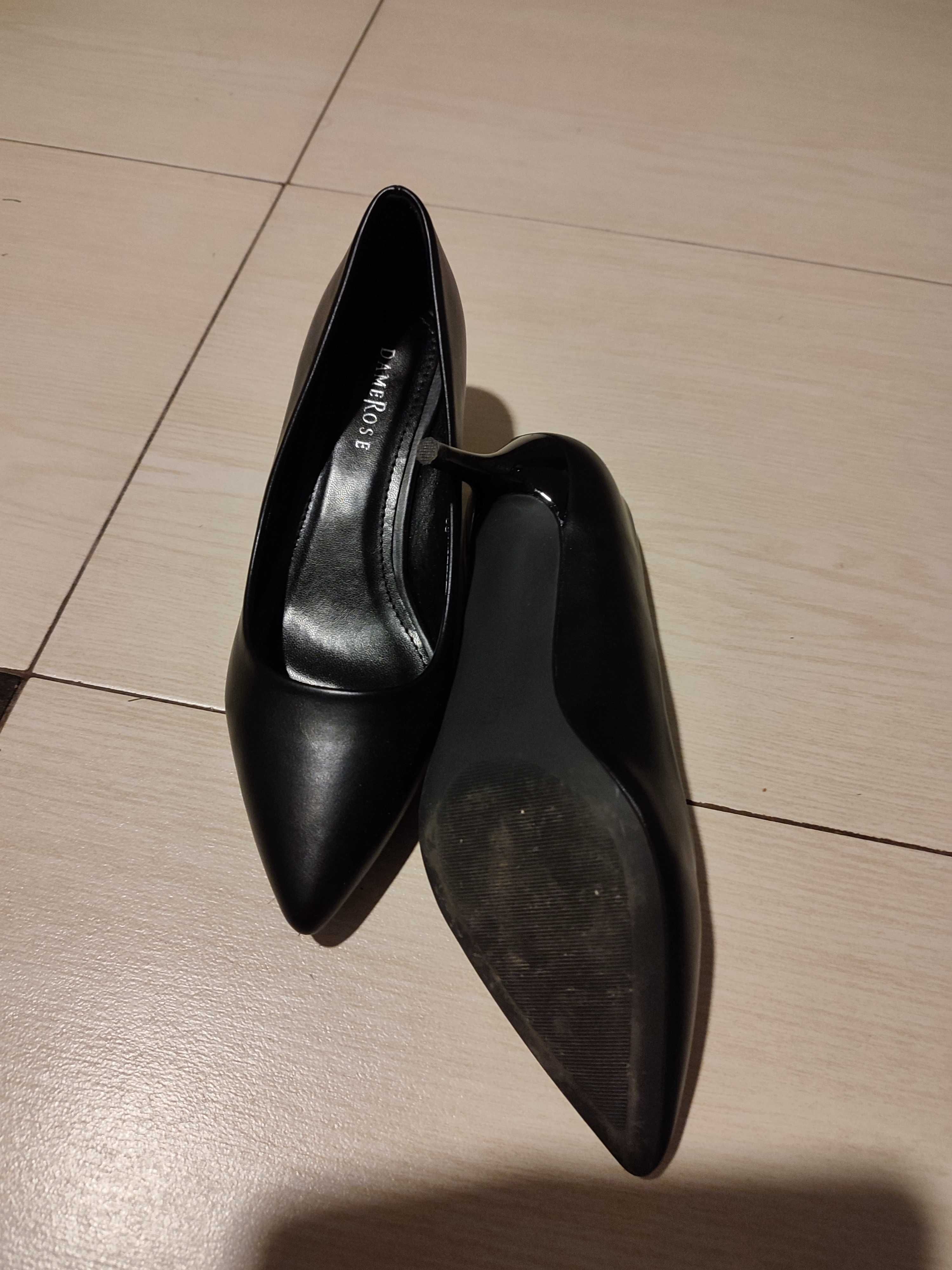 Szpilki czarne studniówka r.38, obcas 6 cm