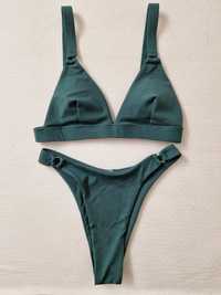 Strój kąpielowy bikini brazyliany butelkowa zieleń S