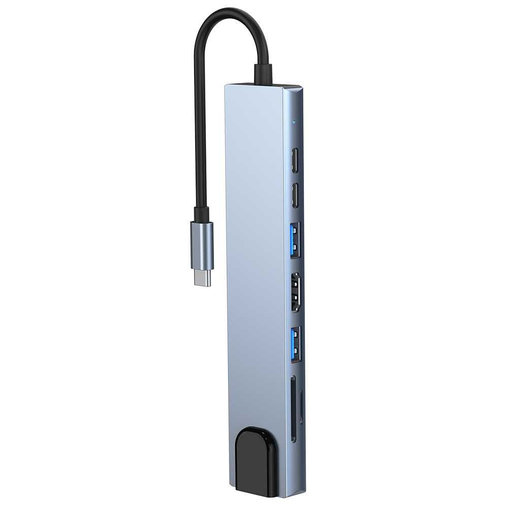 Rozgałęziacz USB HUB przejściówka 2xUSB-C 8w1SD TF 2xUSB HDMI LAN
