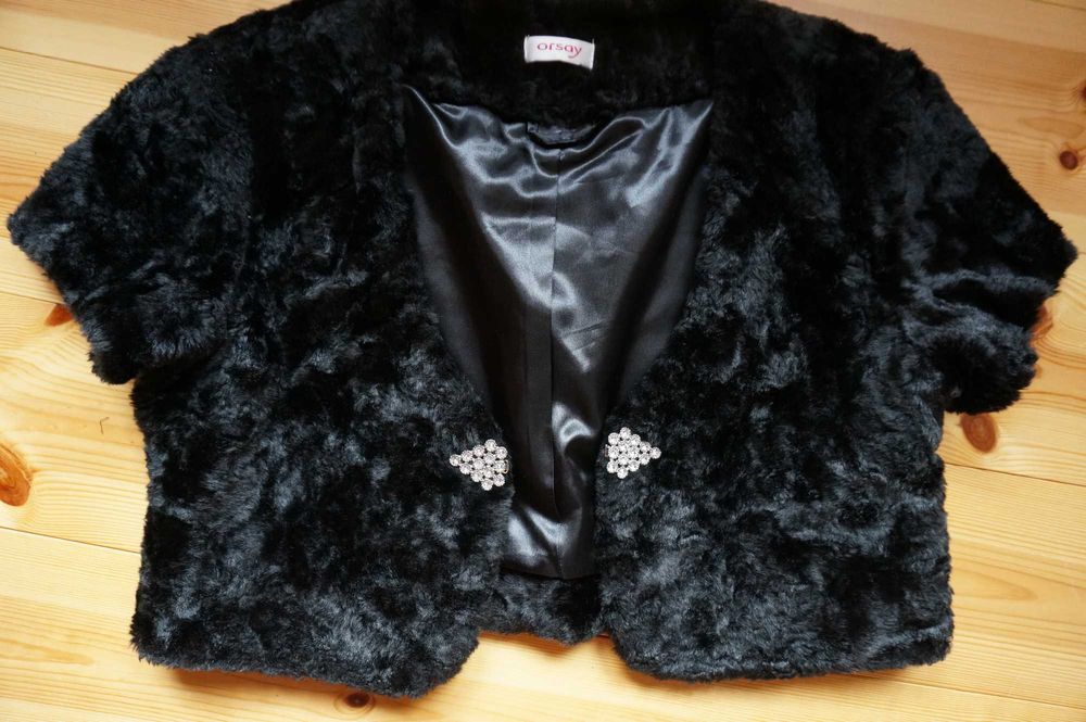 Czarne bolerko futerkowe Orsay rozm.42 stan idealny