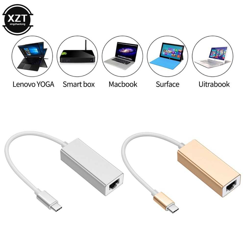 Adaptador USB C para RJ 45 Ethernet 100Mbps LAN NOVO