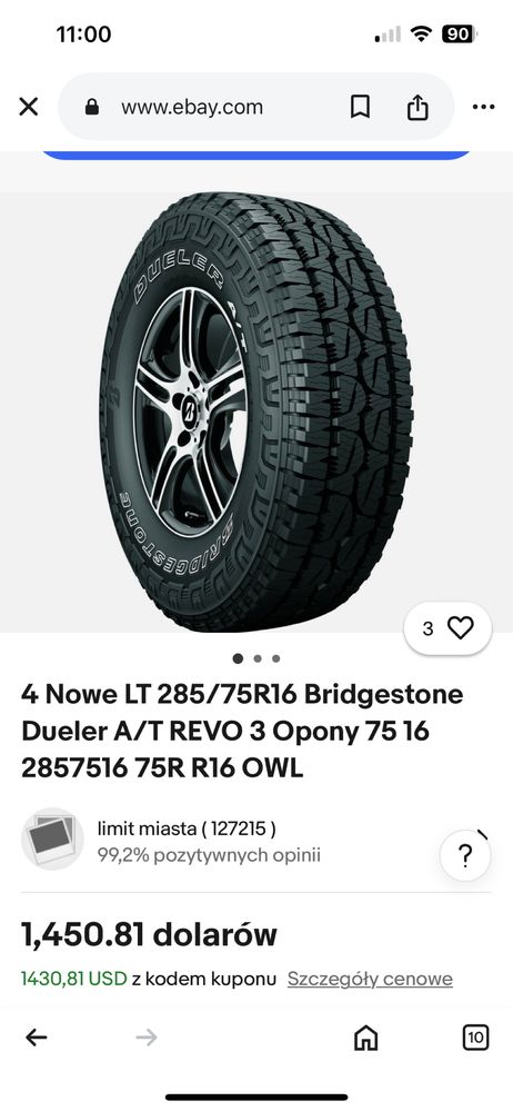 285/76/16 opony z felgami do Hummer H3