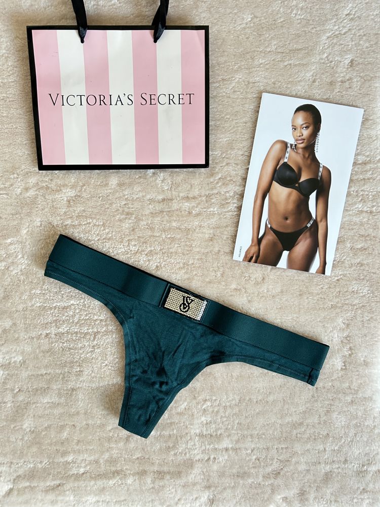 Victoria’s Secret nowe majtki S zielone shine strap oryginalne metka