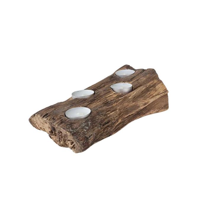 Swiecznik z drewna sosnowego naturalny na 4 tealighty