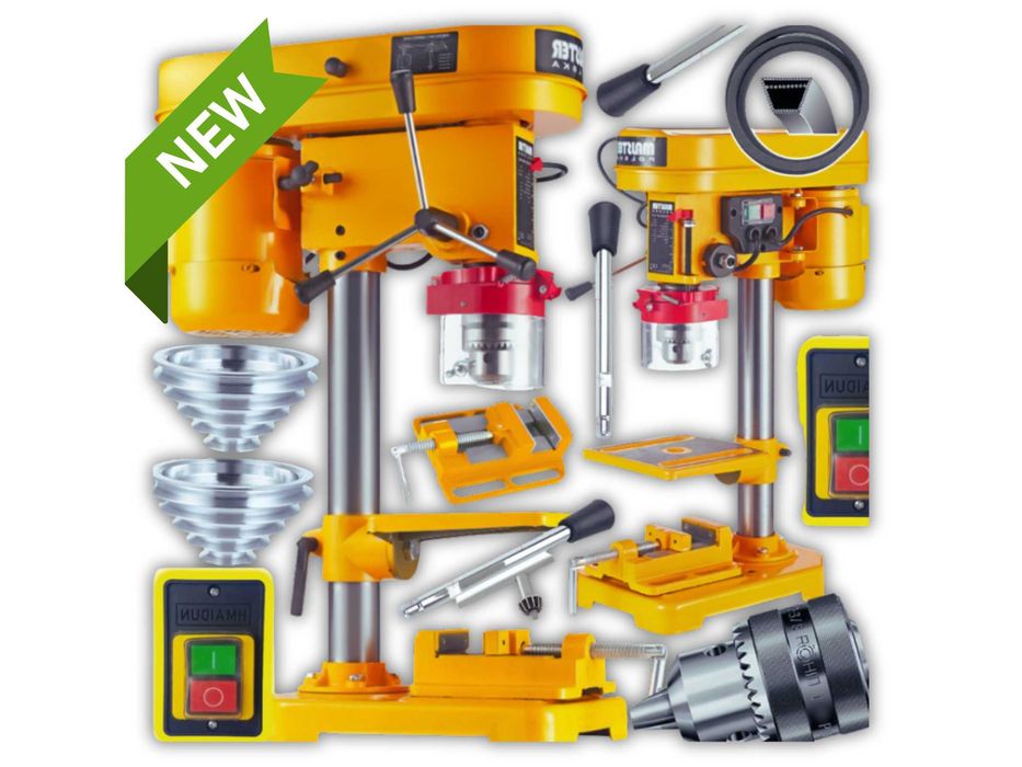 Wiertarka Stołowa Kolumnowa Indukcyjna Słupowa 1700W + Imadło Końcówki