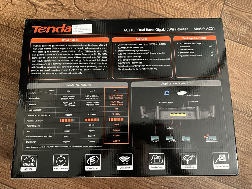 Маршрутизатор Роутер Wi-Fi AC21 Tenda