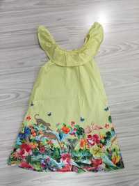 Bawełniana H&M, 122-128, tropikalna sukienka