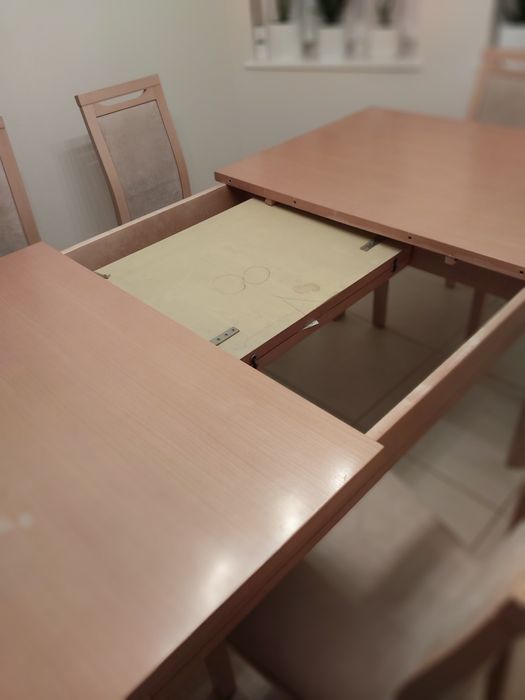 Stół i 6 krzeseł buk naturalny
