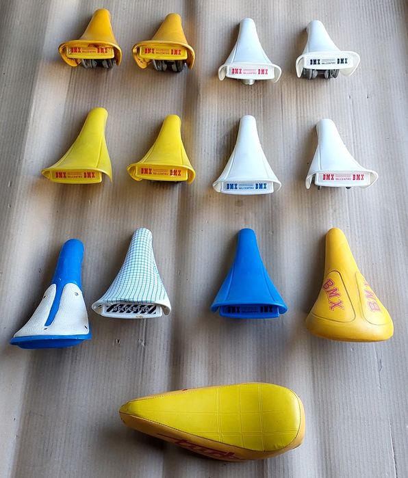 Selim plástico BMX/tampões/espigão curvo cromado/roda cromada