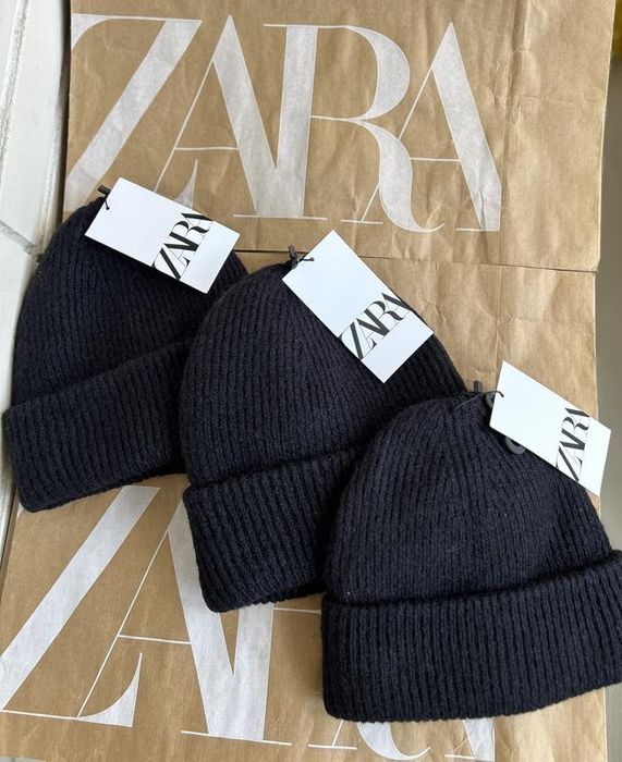 Шапка біні zara шапочка з шерстю