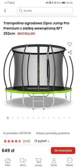 Trampolina Zipro 8ft Jump Pro