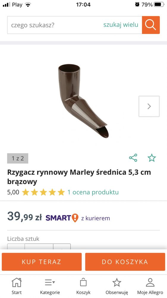 Marley 75 zestaw brąz lej spustowy plus rzygacz za połowe ceny