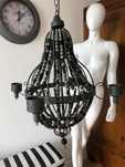 Lampa z drewnianych korali ręcznie robiona (hand made) boho, bohemian