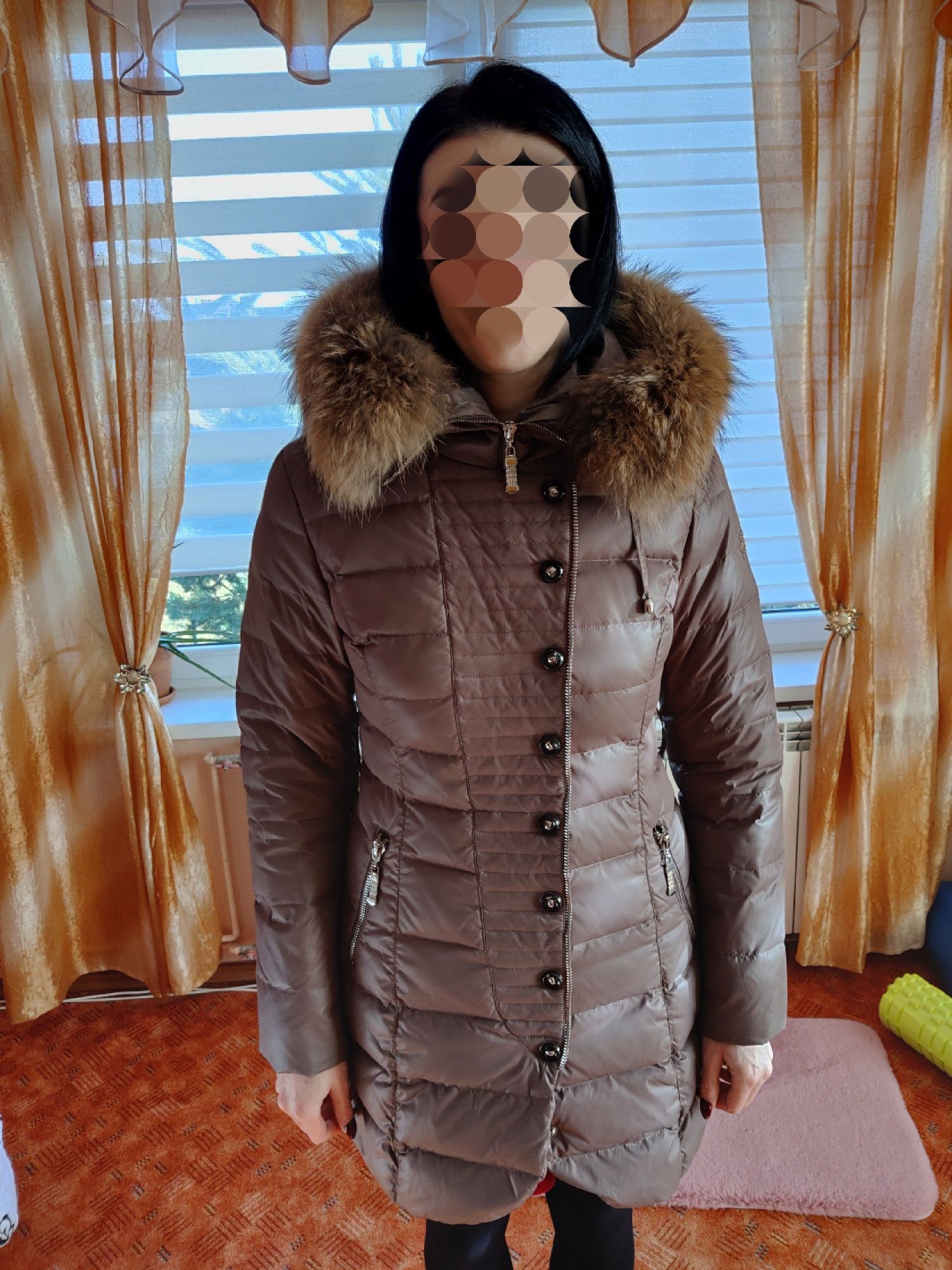 Kurtka zimowa Puchowa Plaszcz Elisabetta Franchi z jenotem Lis r. 38