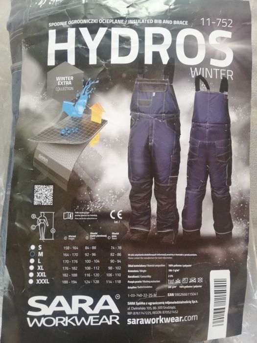 Robocze spodnie ogrodniczki ocieplane Hydros Sara,rozmiar M
