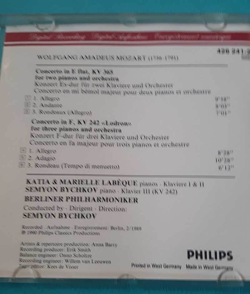 CD W. A. Mozart Concertos for 2 & 3 Pianos Berliner Philharmoniker