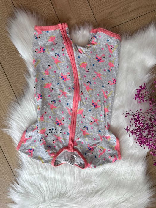 Rampersy kombinezon piżama szaro różowa na suwak rozmiar 86/92