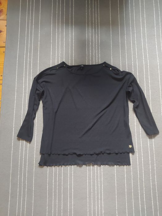 Bluzka czarna oversize z 3/4 rękawem typu prążek jak nowa