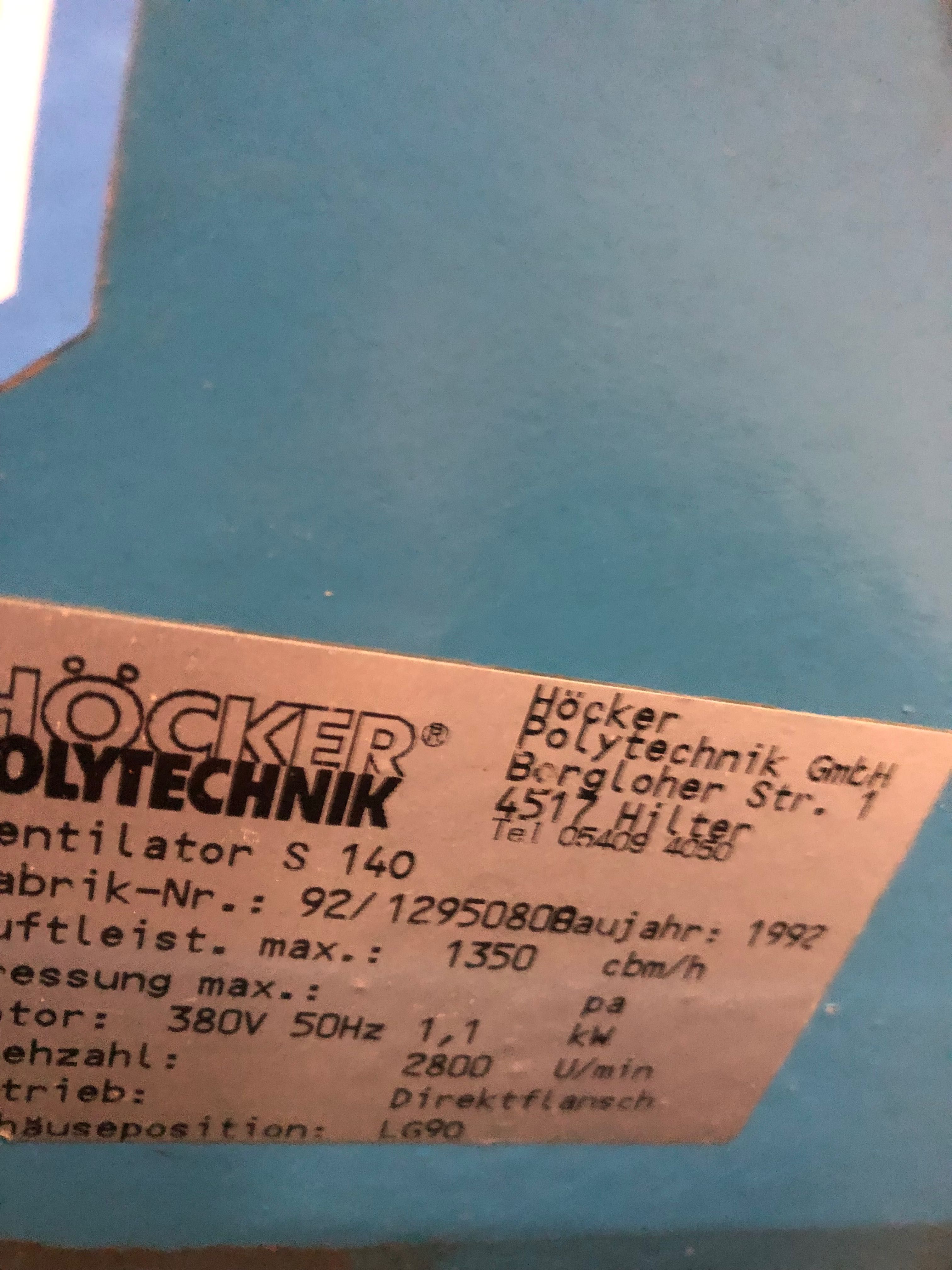 Wentylator odciąg do trocin Höcker Polytechnik Spanex 1,1 kw