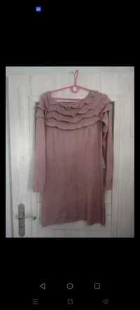 Sukienka sweterkowa brudny róż L/XL