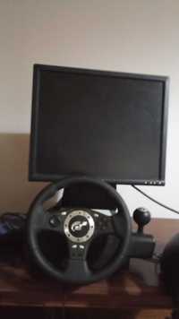 Volante e ecrã para gaming