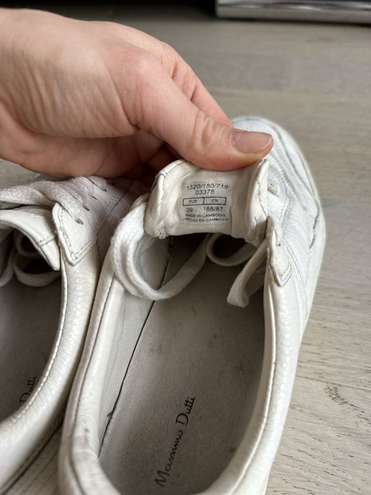 Sneakersy skórzane białe damskie gruba podeszwa Massimo Dutti