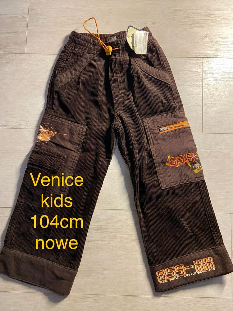 Venice r 104 sztruksy spodnie chłopięce brązowe nowe z metką