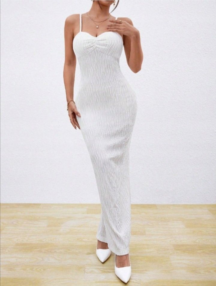 Elegancka sukienka długa biała ślub cywilny XS