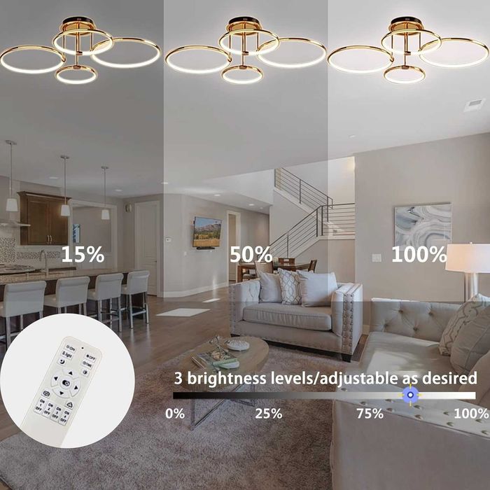 Złota Lampa sufitowa LED EIDEARAY