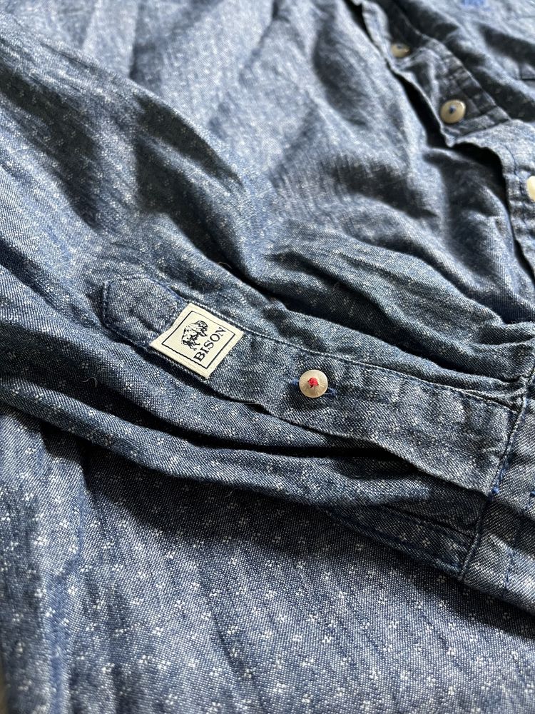 Bison męska Ala jeansowa koszula ze wzorem M 39/40