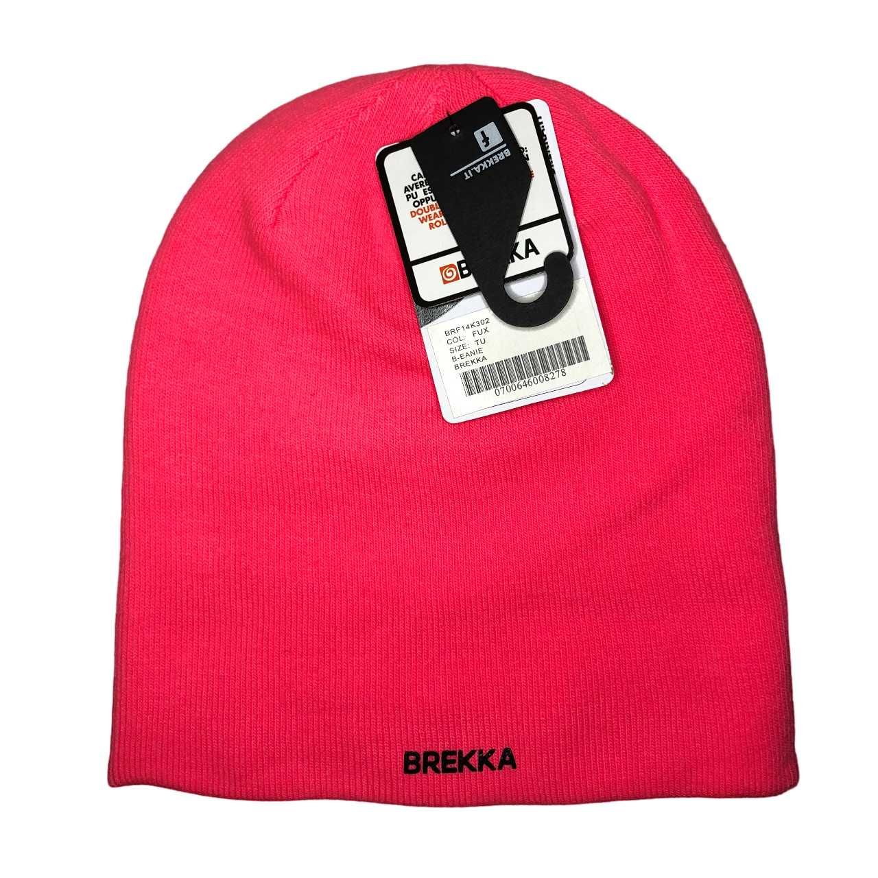 CG25 Dwuwarstwowa Damska Czapka BREKKA Fuksja NEON Beanie 2w1