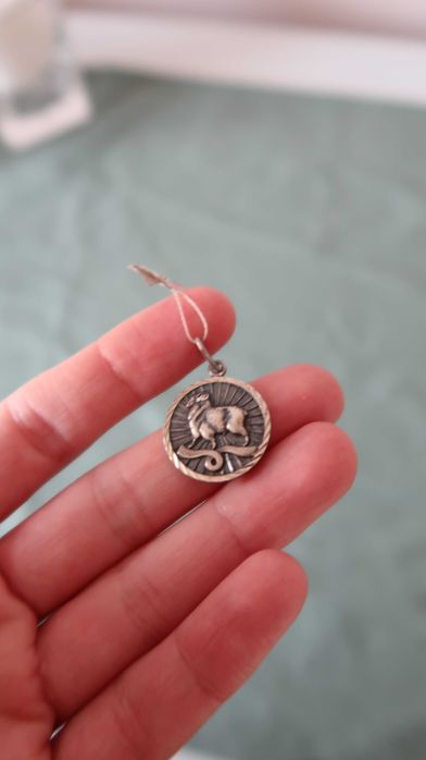 Srebro 925 zawieszka medalik baran okrągła wisiorek