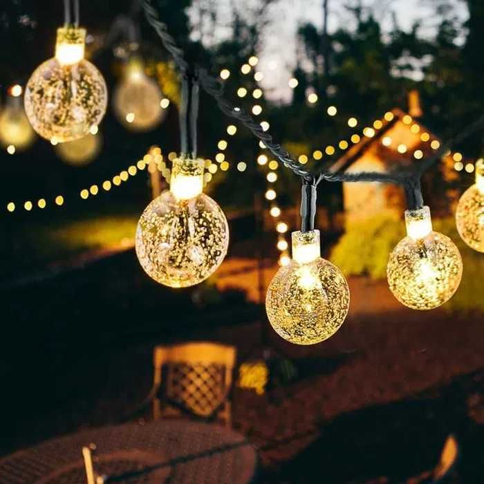 Girlanda Solarna Lampki Ogrodowe Solarne Długość 11M 50LED Żarówki