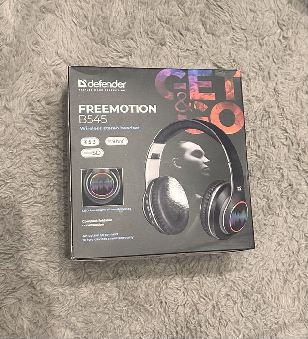 Słuchawki nauszne Led Micro Sd Mp3 Defender FreeMotion B545 Nowe