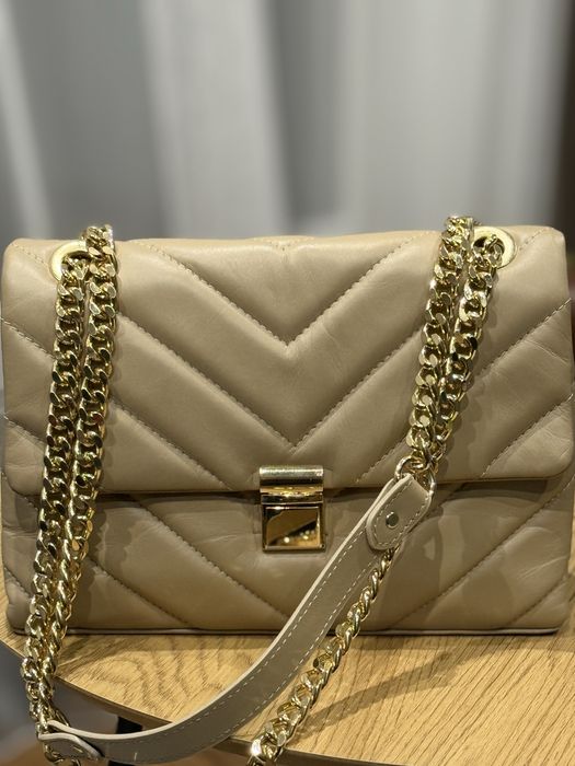 Шкіряна сумочка, бежева