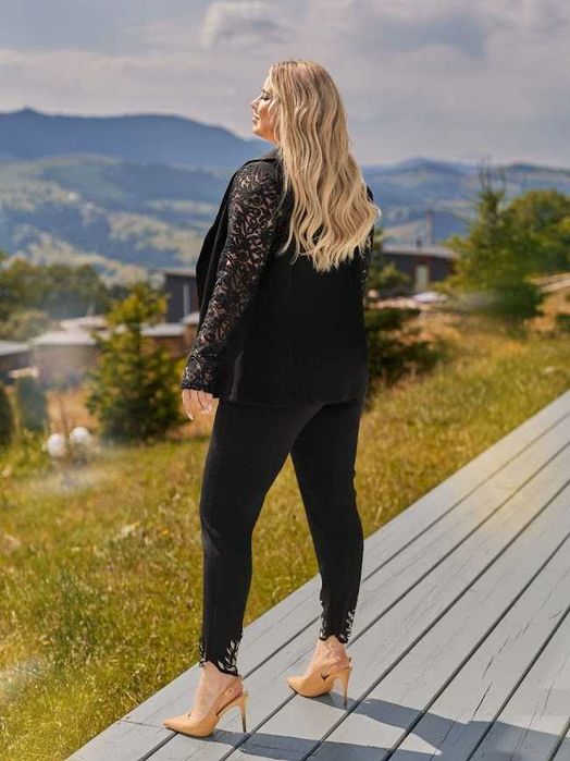 Костюм жіночий стильний піджак і штани з костюмки чорний 52-54 розмір