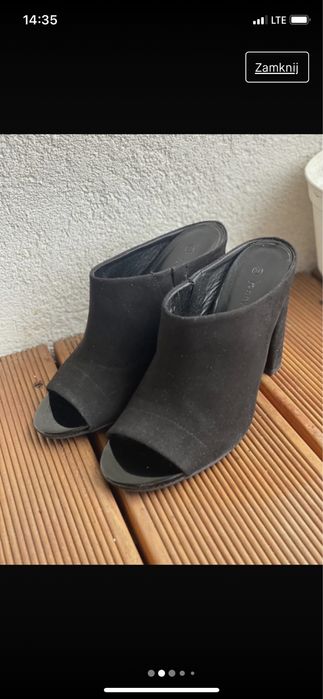 Czarne buty klapki na obcasie Jenny Fairy 37
