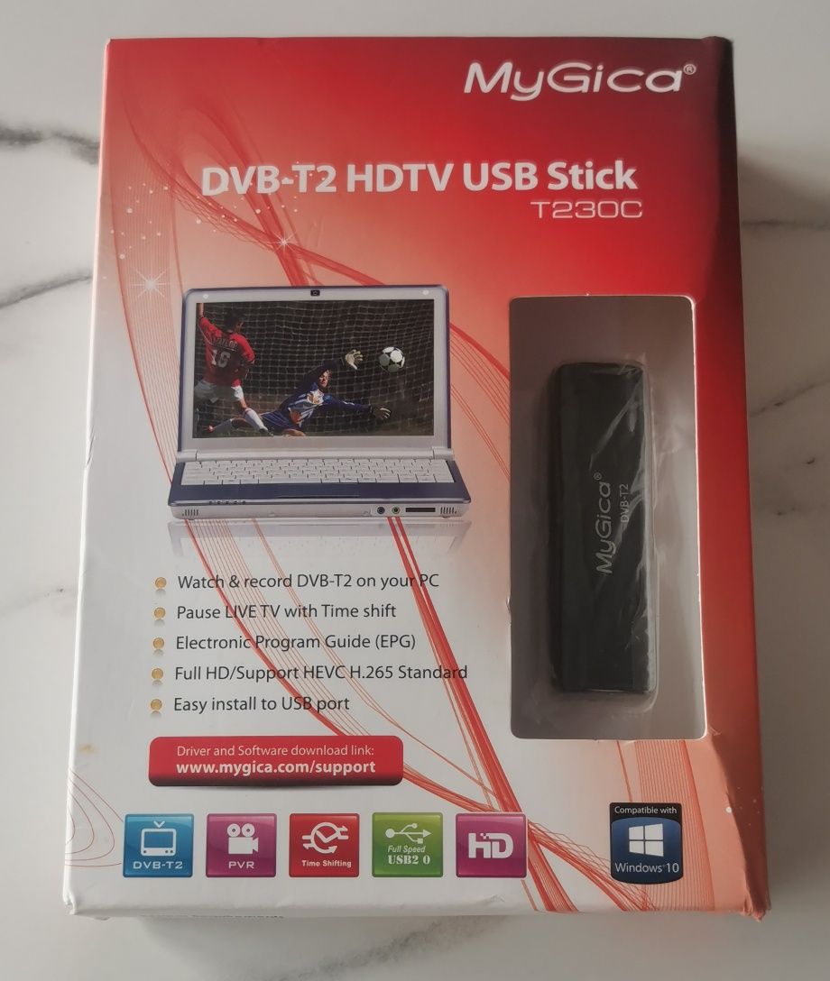 Geniatech T230C Tuner DVB-T2 USB TV do laptopa komputera, z pilotem