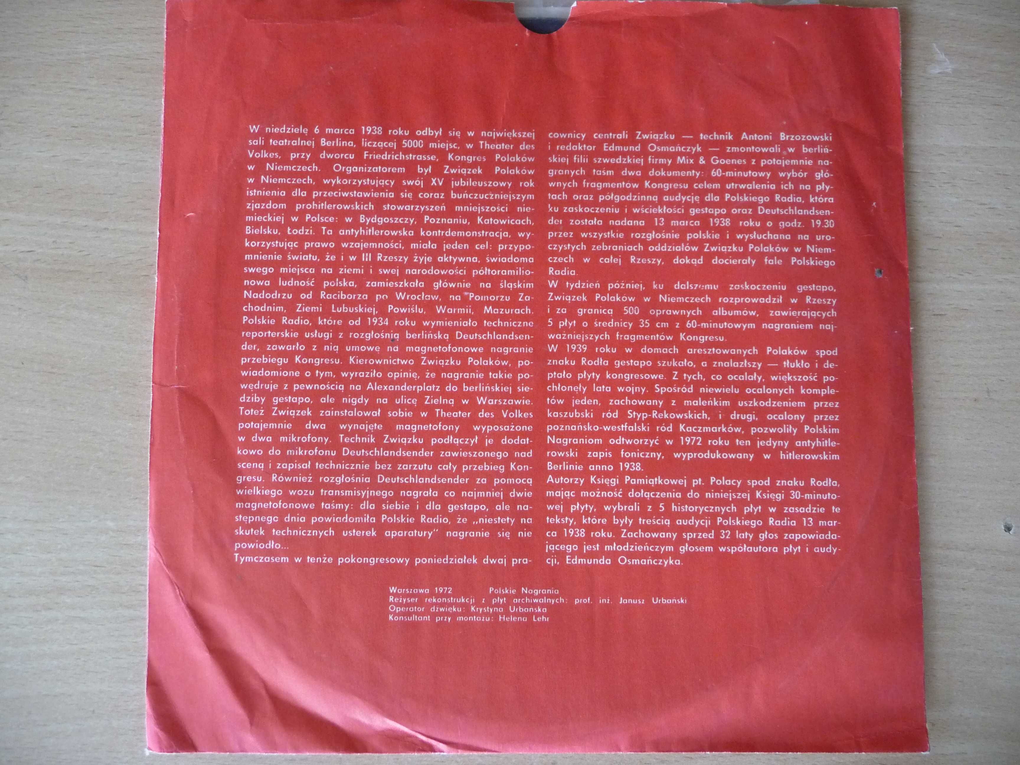 Kongres Polaków w Niemczech Berlin 6 marca 1938 Rodło